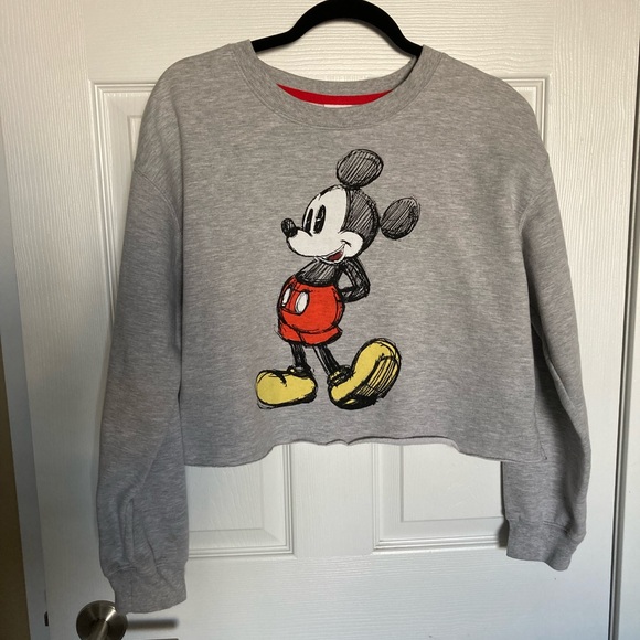 Disney Mickey Mouse Crop Sweatshirt, Grey, Size: L, Vintage - Picture 4 of 9